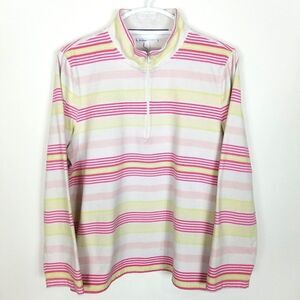 Talbots Hello Saturday Women Mock Zip Neck Pullover Size XL Petite Stripped